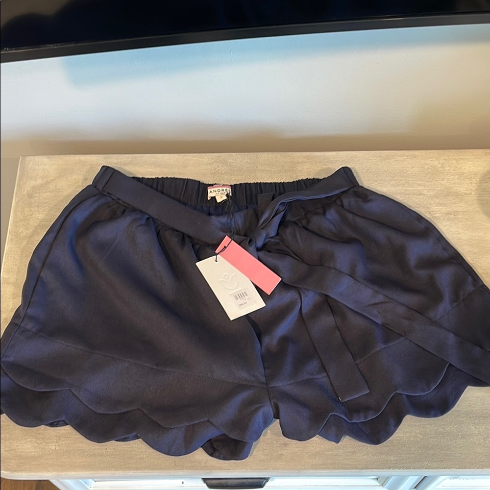 ANDREE BY UNIT Blue Skorts with Ruffled Hem and Elastic Waistband
